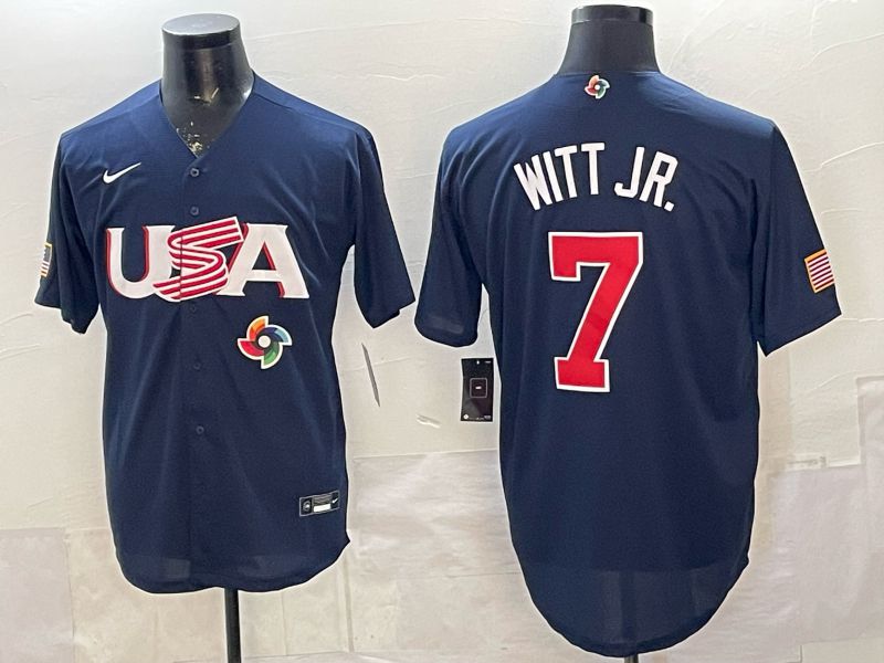 Men 2026 World Cub USA #7 Witt jr blue Nike MLB Jersey style 06->women nfl jersey->Women Jersey